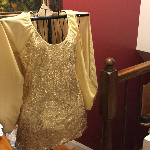 Badgley Mischka Gold American Glamour Sequin Tunic - Picture 4 of 6
